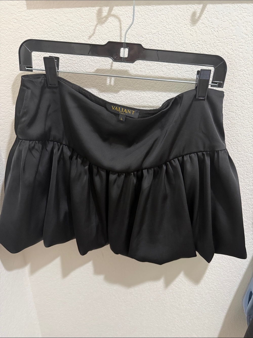 Valiant Black Mini Skirt with Gathered Flounce